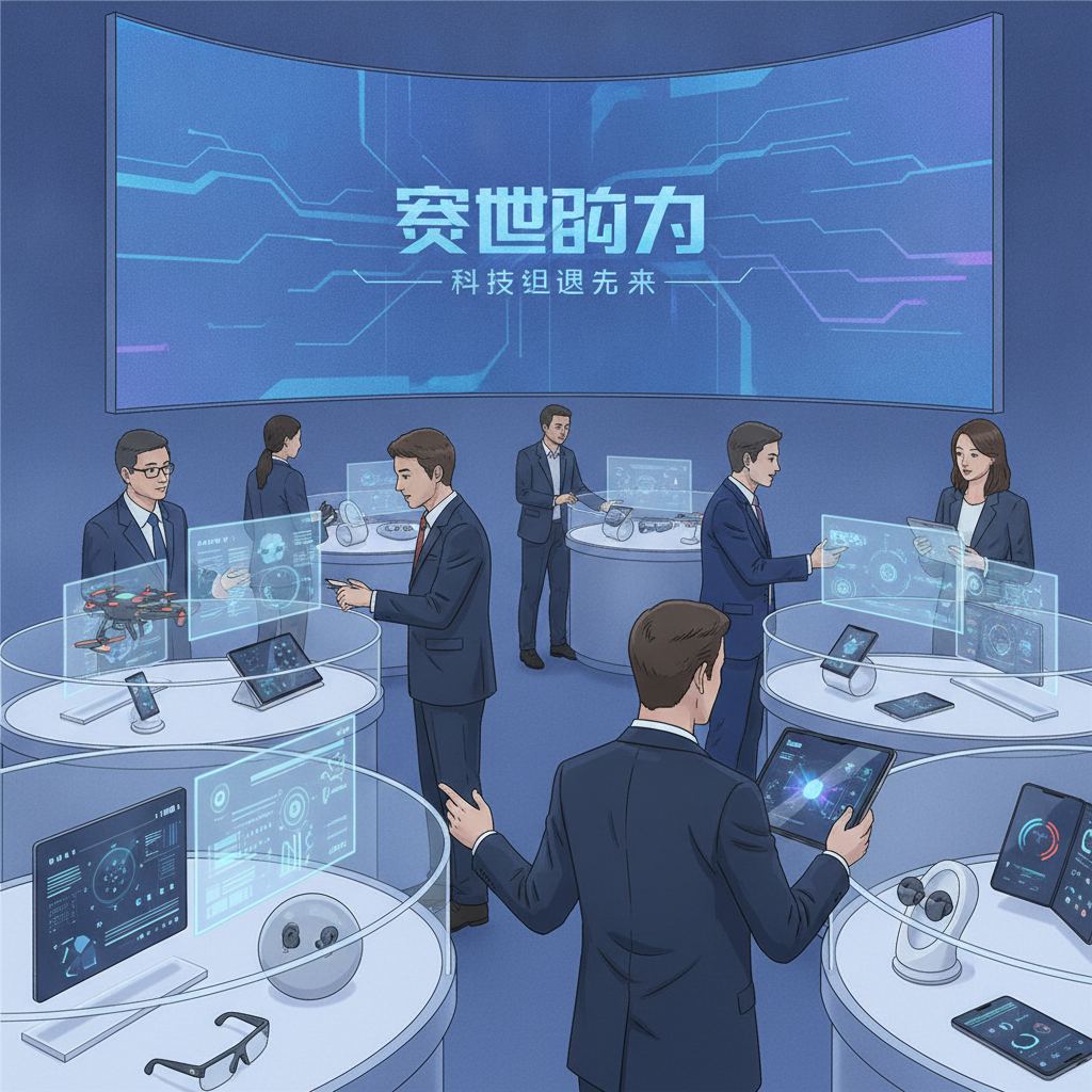 展示最新数码科技产品的现场